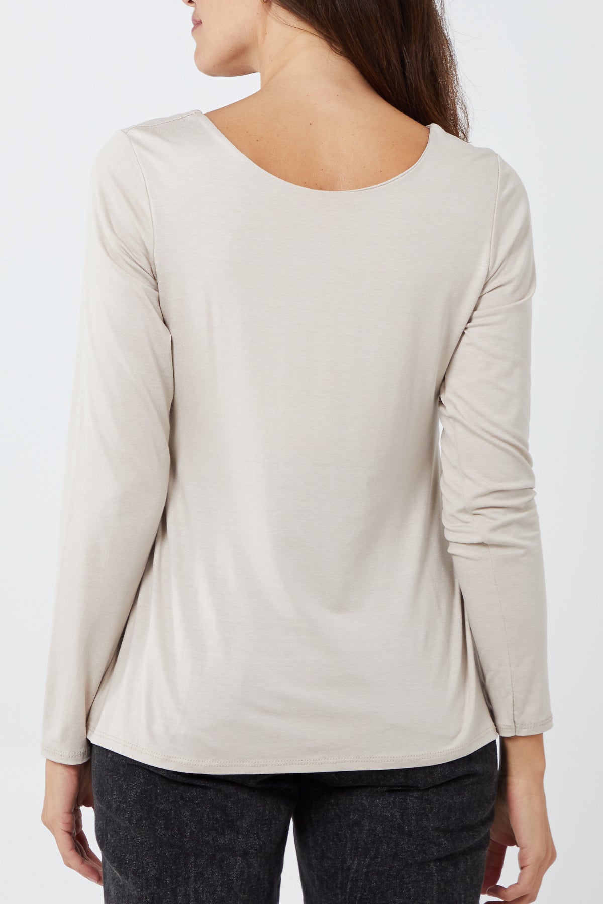 Basic Double Layer Scoop Neck Long Sleeve Top TOPMF2 WearAll