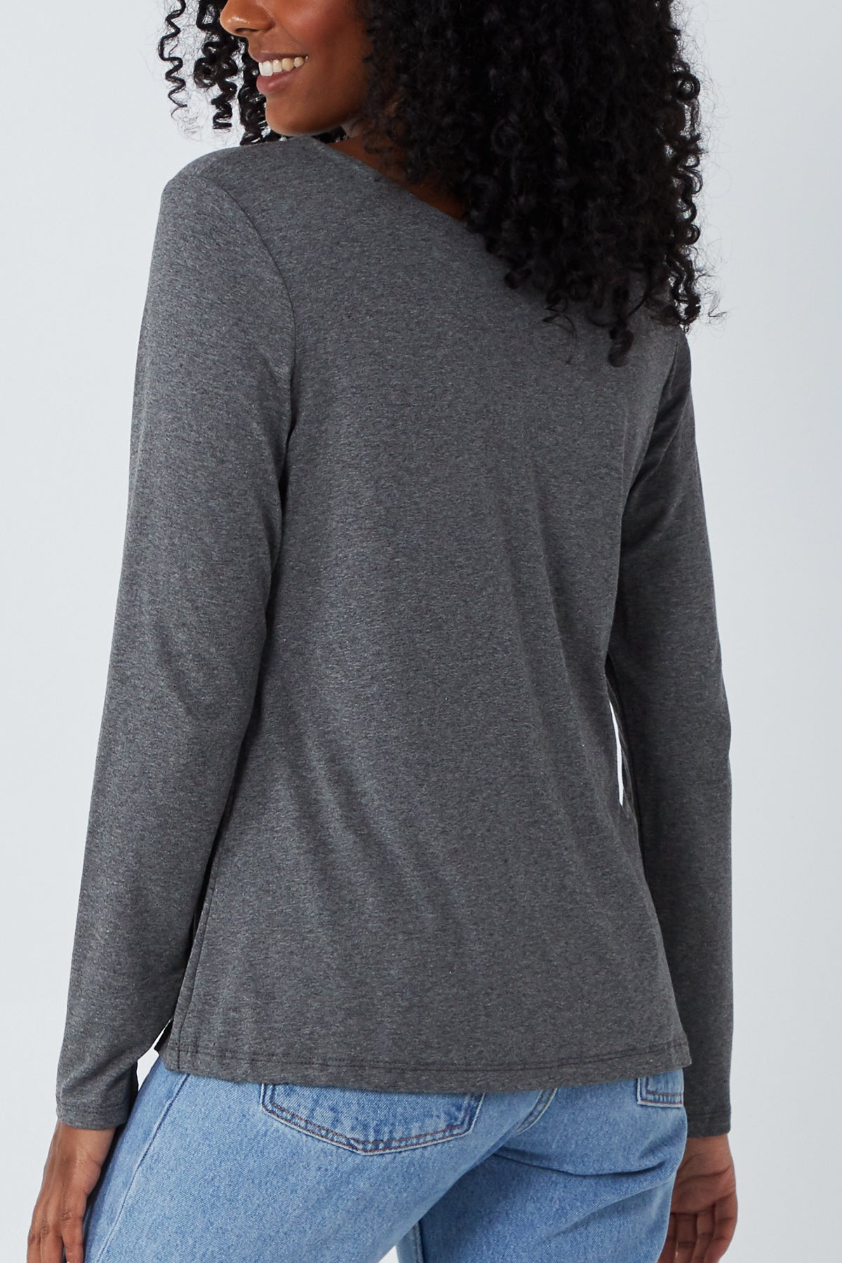 Basic Double Layer Scoop Neck Long Sleeve Top TOPMF2 WearAll