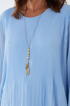 Pleated Long Sleeve Necklace Top TOPMF2 WearAll