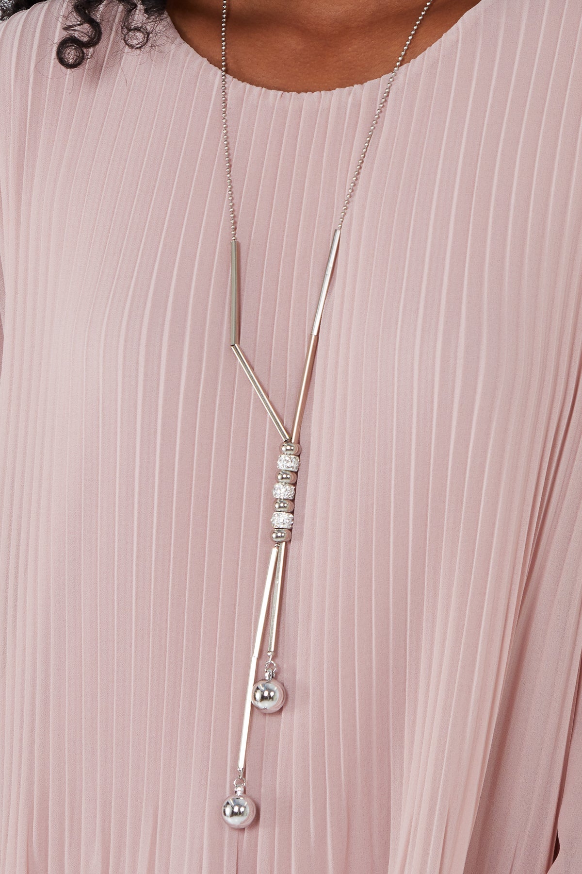 Pleated Long Sleeve Necklace Top TOPMF2 WearAll