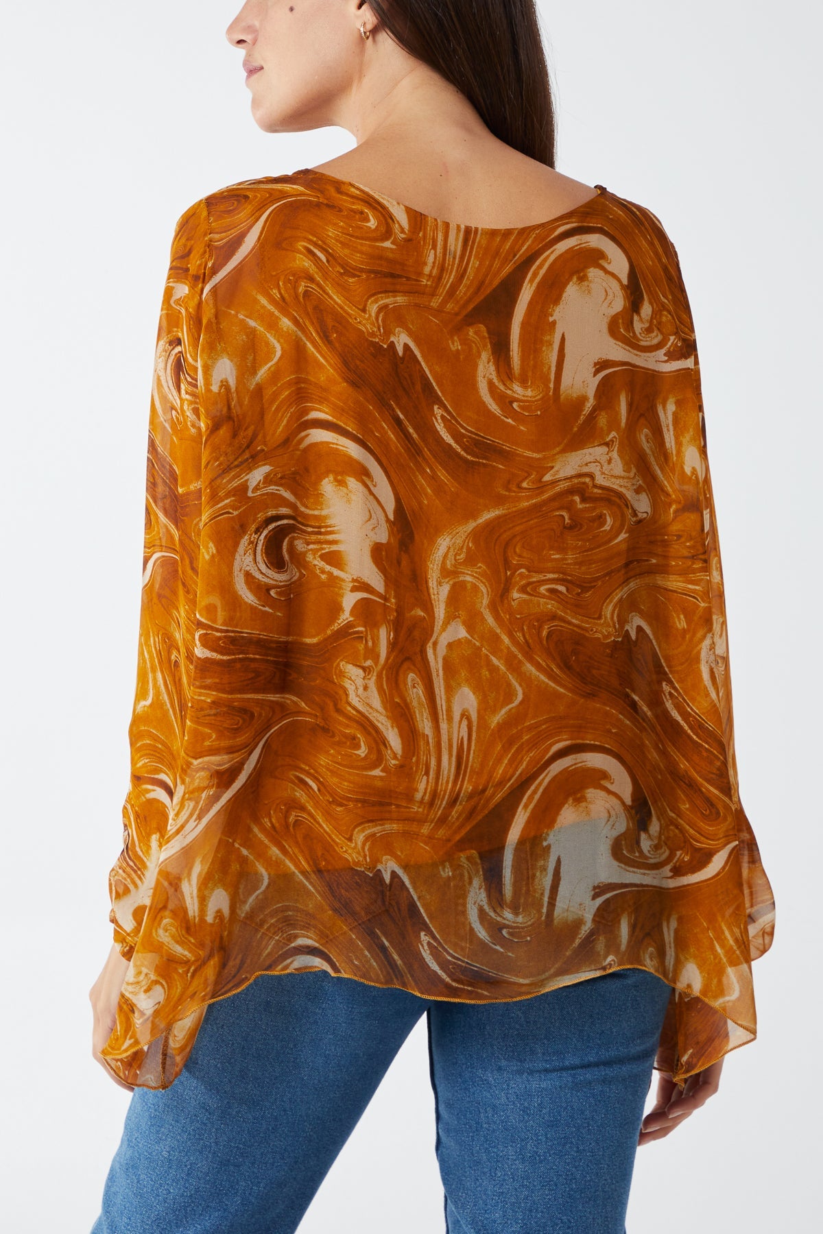 Scoop Neck Abstract Swirl Print Silk Blouse TOPMF2 WearAll