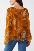 Scoop Neck Abstract Swirl Print Silk Blouse TOPMF2 WearAll
