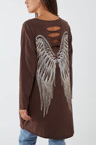 Ripped Angel Wing Top TOPMF2 WearAll Chocolate One Size