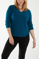Raw Edge V-Neck Jumper TOPMF2 WearAll Petrol One Size