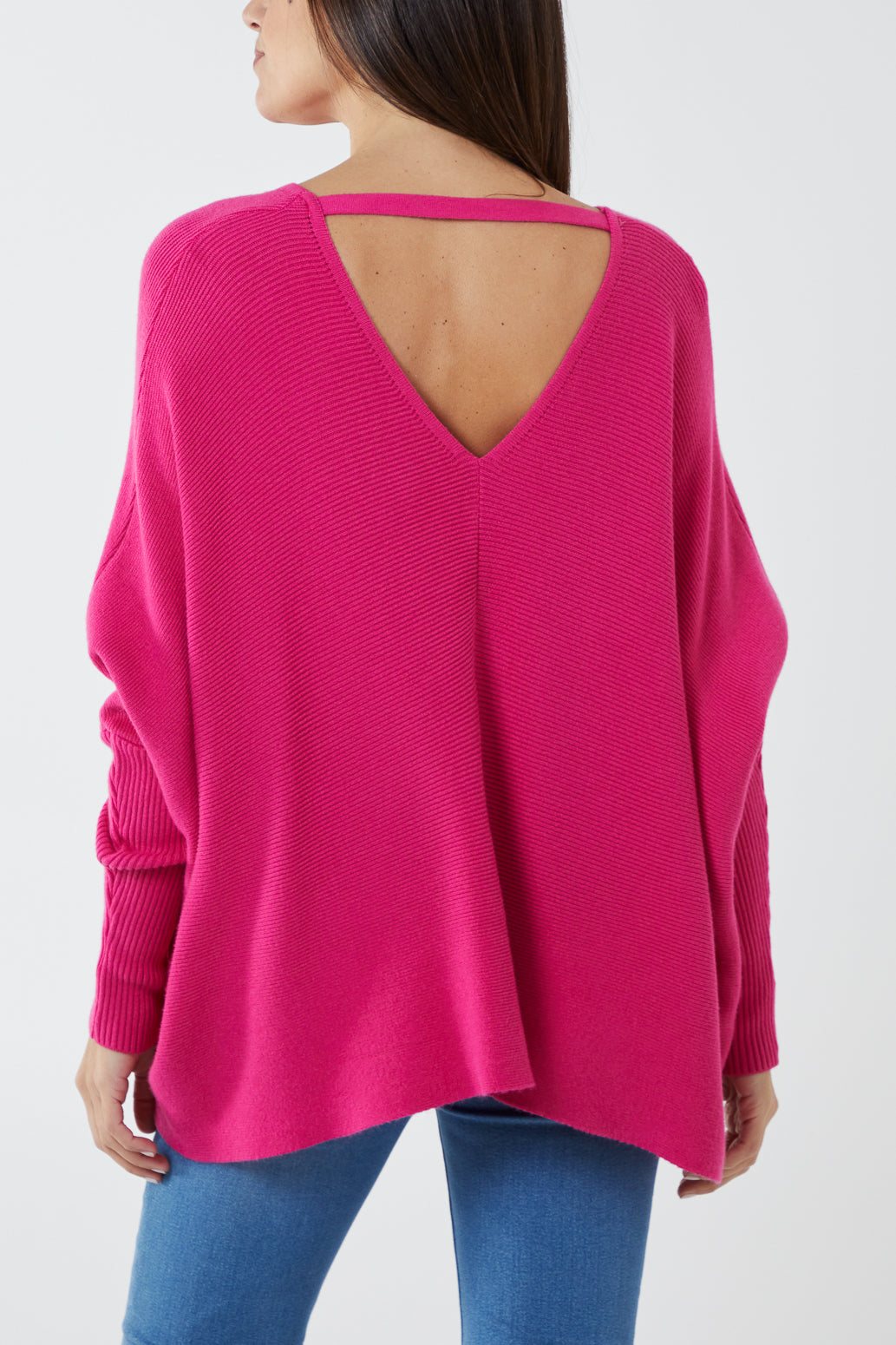 Deep V-Neck Ribbed Chevron Jumper JMF1 WearAll