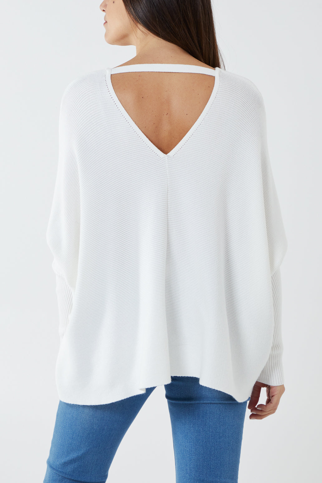 Deep V-Neck Ribbed Chevron Jumper JMF1 WearAll