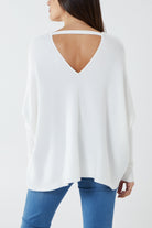 Deep V-Neck Ribbed Chevron Jumper JMF1 WearAll