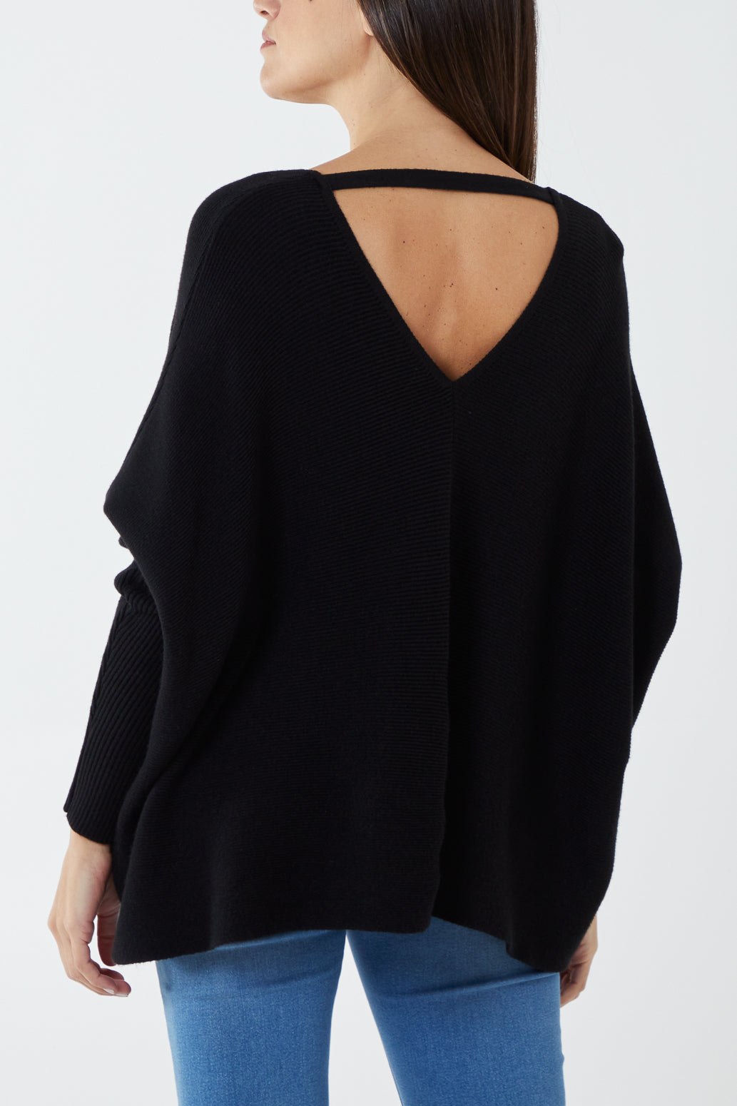 Deep V-Neck Ribbed Chevron Jumper JMF1 WearAll