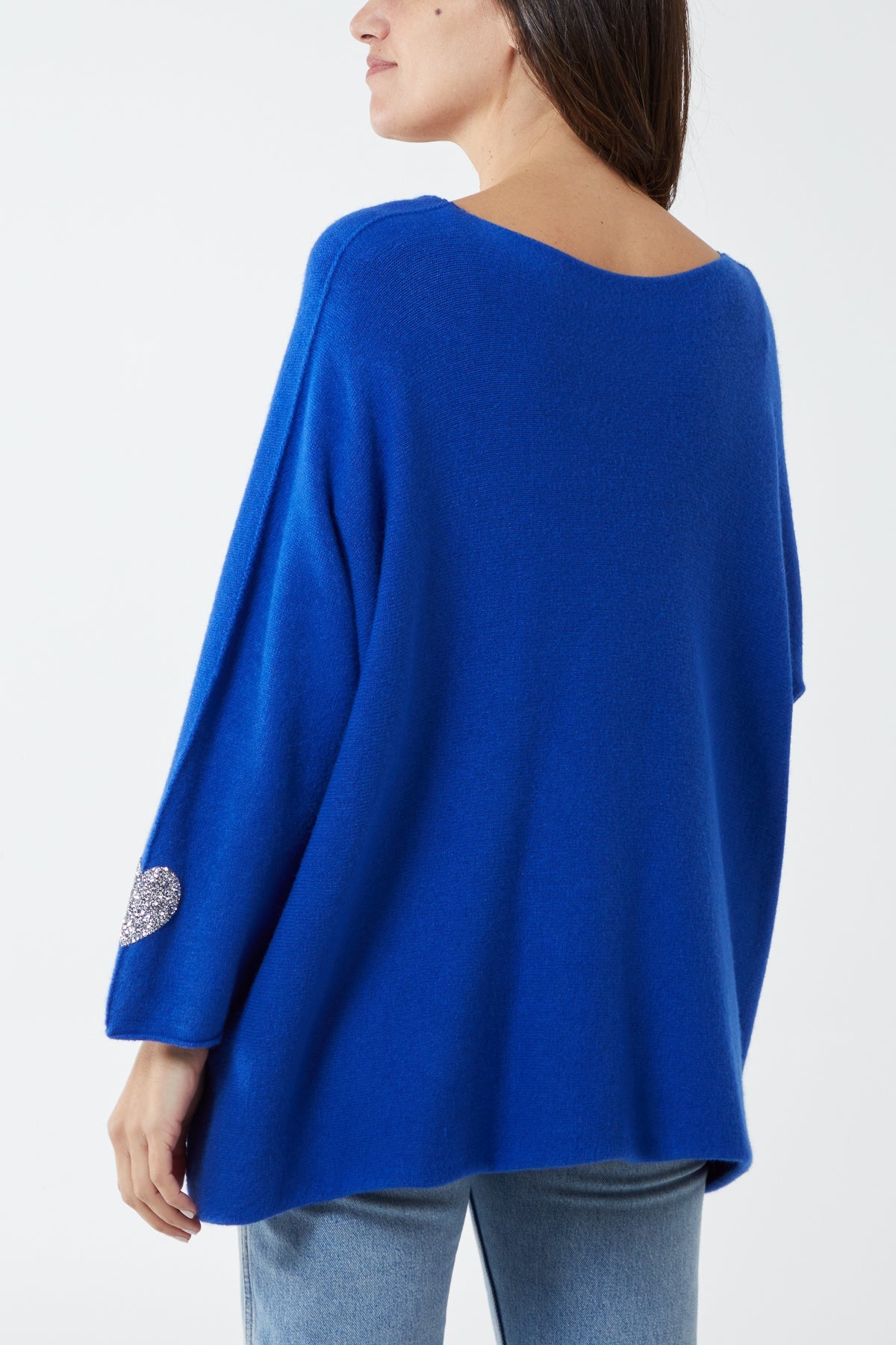 Appliqued Hearts Sleeves V-Neck Jumper JMF1 WearAll