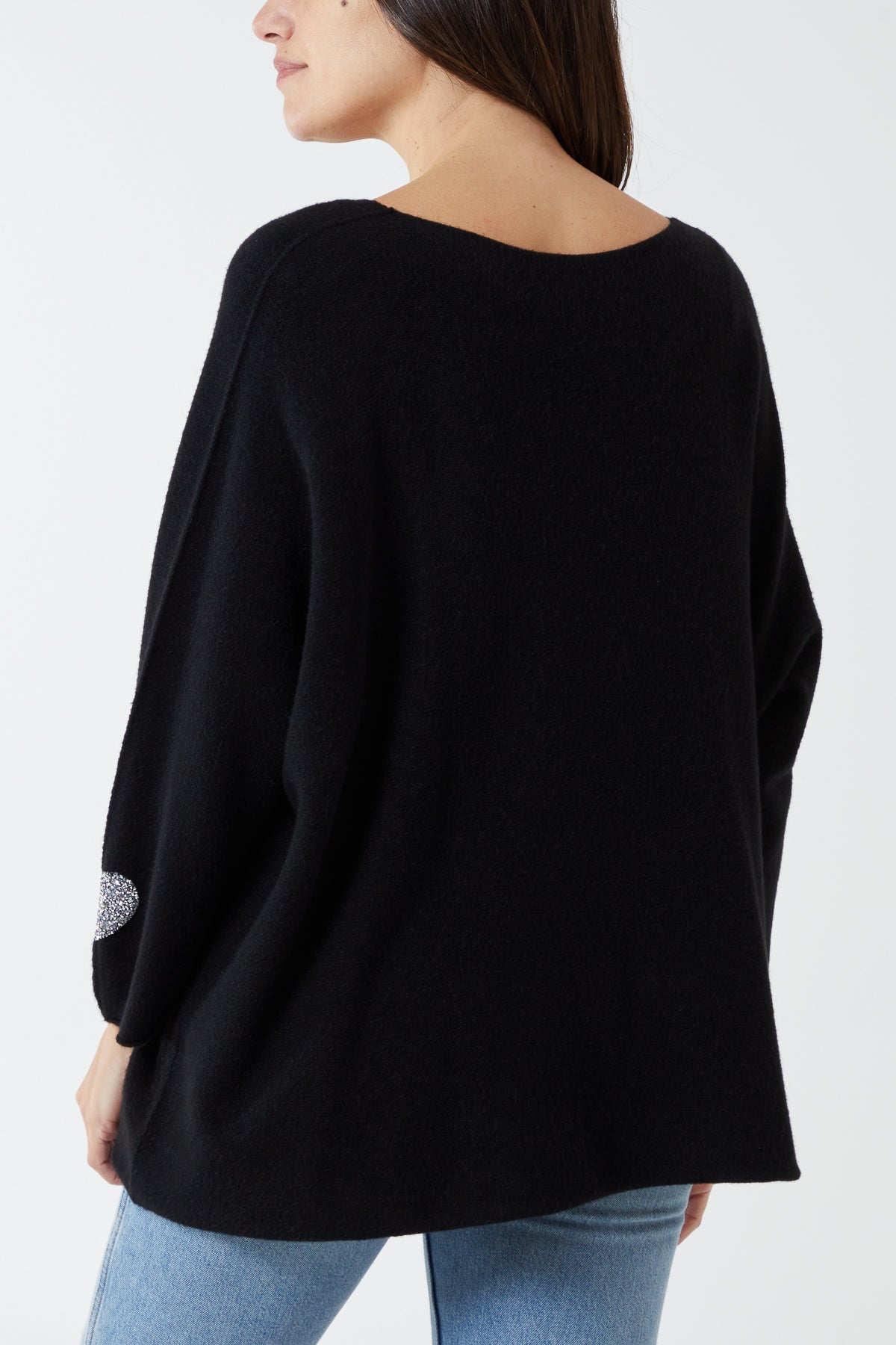 Appliqued Hearts Sleeves V-Neck Jumper JMF1 WearAll