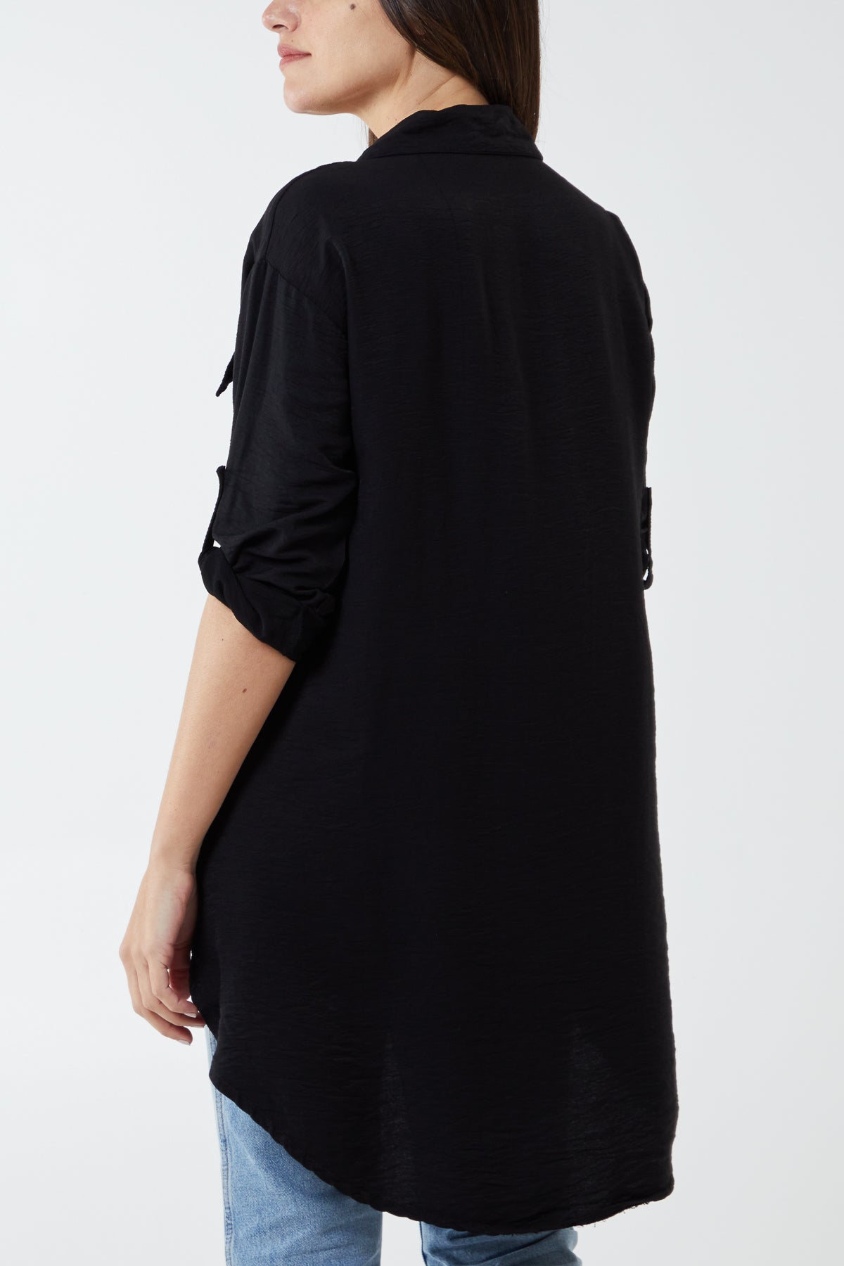 Two Pocket Asymmetric Hem Cotton Shirt TOPMF2 WearAll