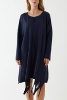 Raw Edge Sweatshirt Dress DMF2 WearAll Navy One Size