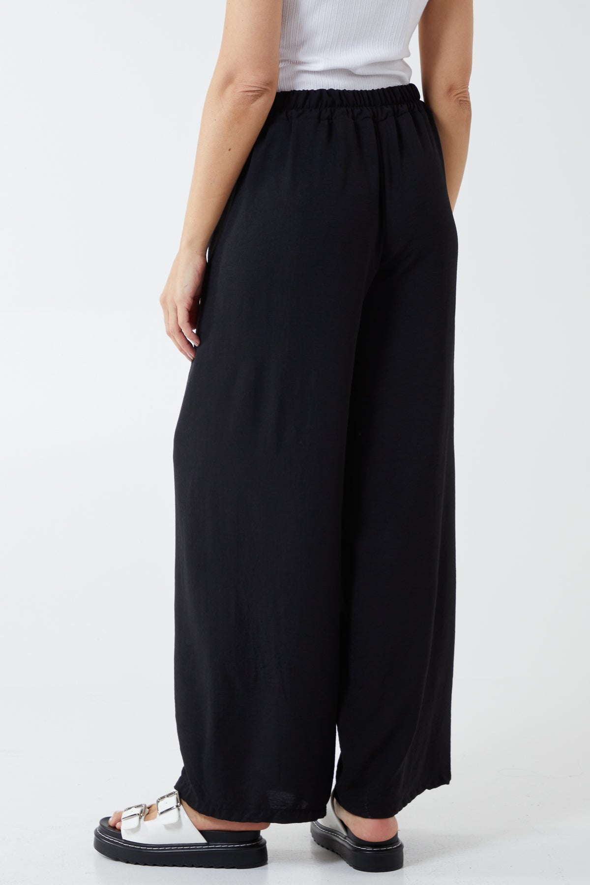 XL Drawstring Viscose Crepe Wide Leg Trousers TRS1 WearAll