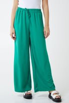 XL Drawstring Viscose Crepe Wide Leg Trousers TRS1 WearAll Jade One Size