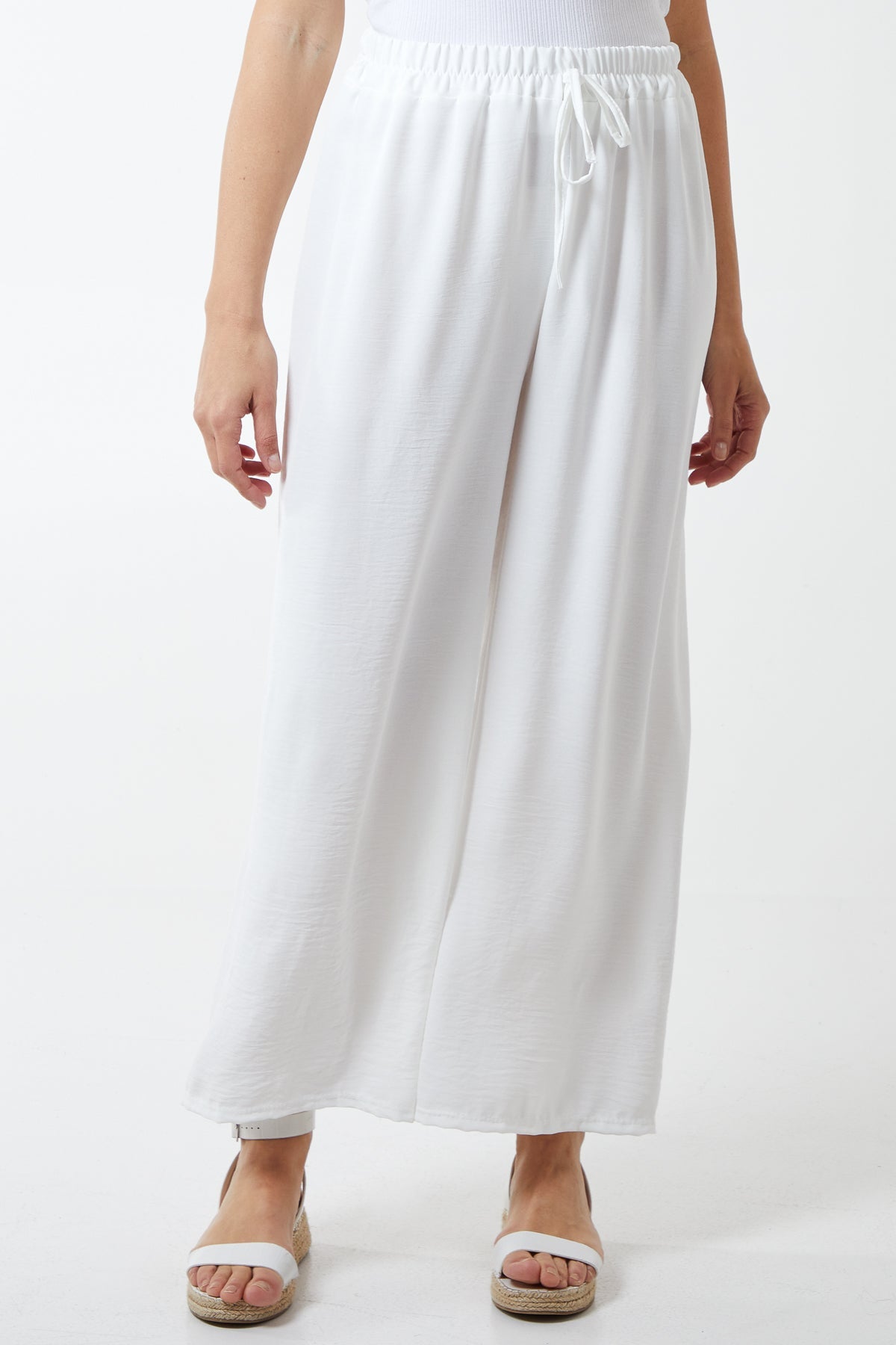 Drawstring Viscose Crepe Trouser TRS1 WearAll White One Size