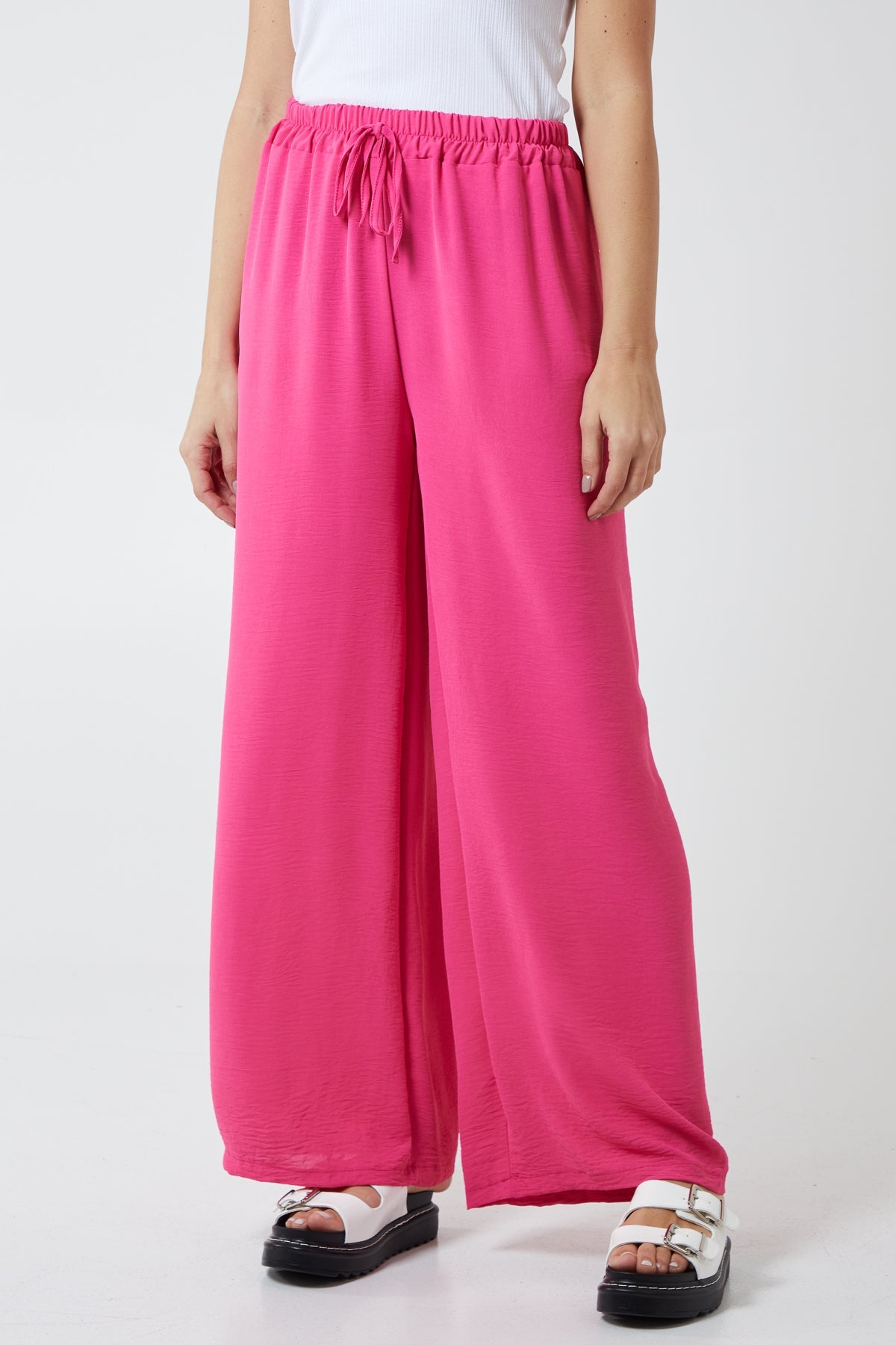Drawstring Viscose Crepe Trouser TRS1 WearAll Hot Pink One Size