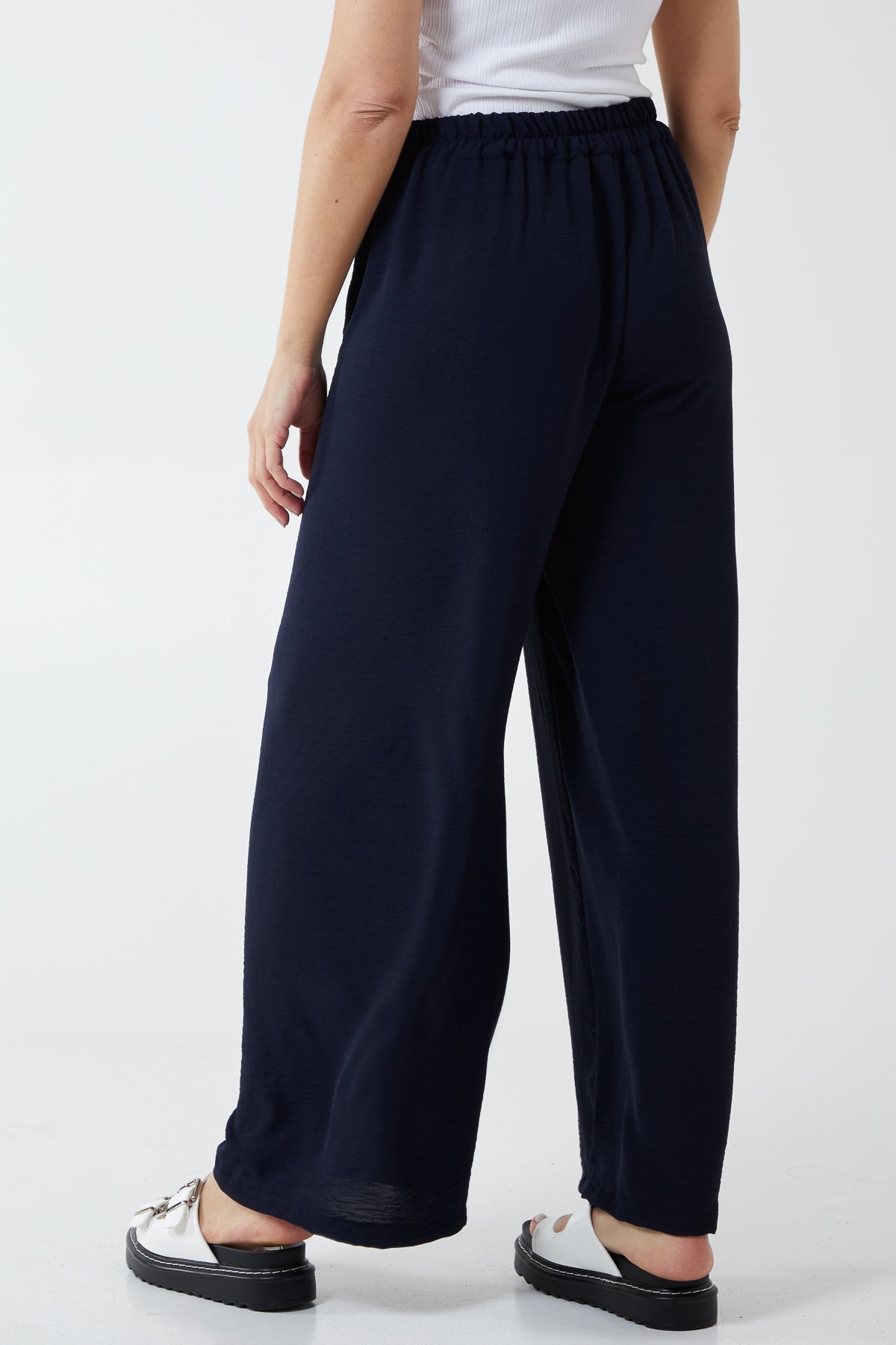 XL Drawstring Viscose Crepe Wide Leg Trousers TRS1 WearAll