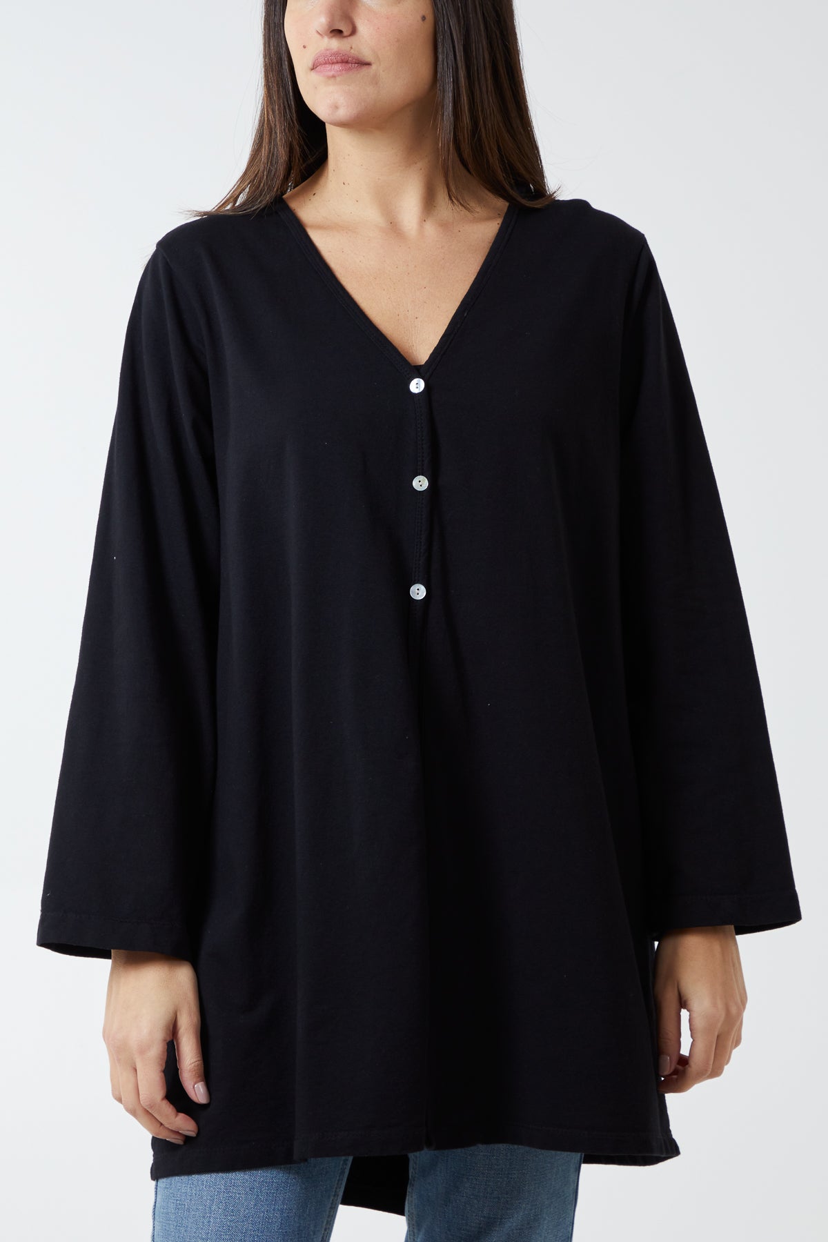 Button Front Sweat Cardigan CMF1 WearAll Black One Size