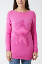 Ribbed Star Jumper JMF1 WearAll BubbleGum Pink One Size