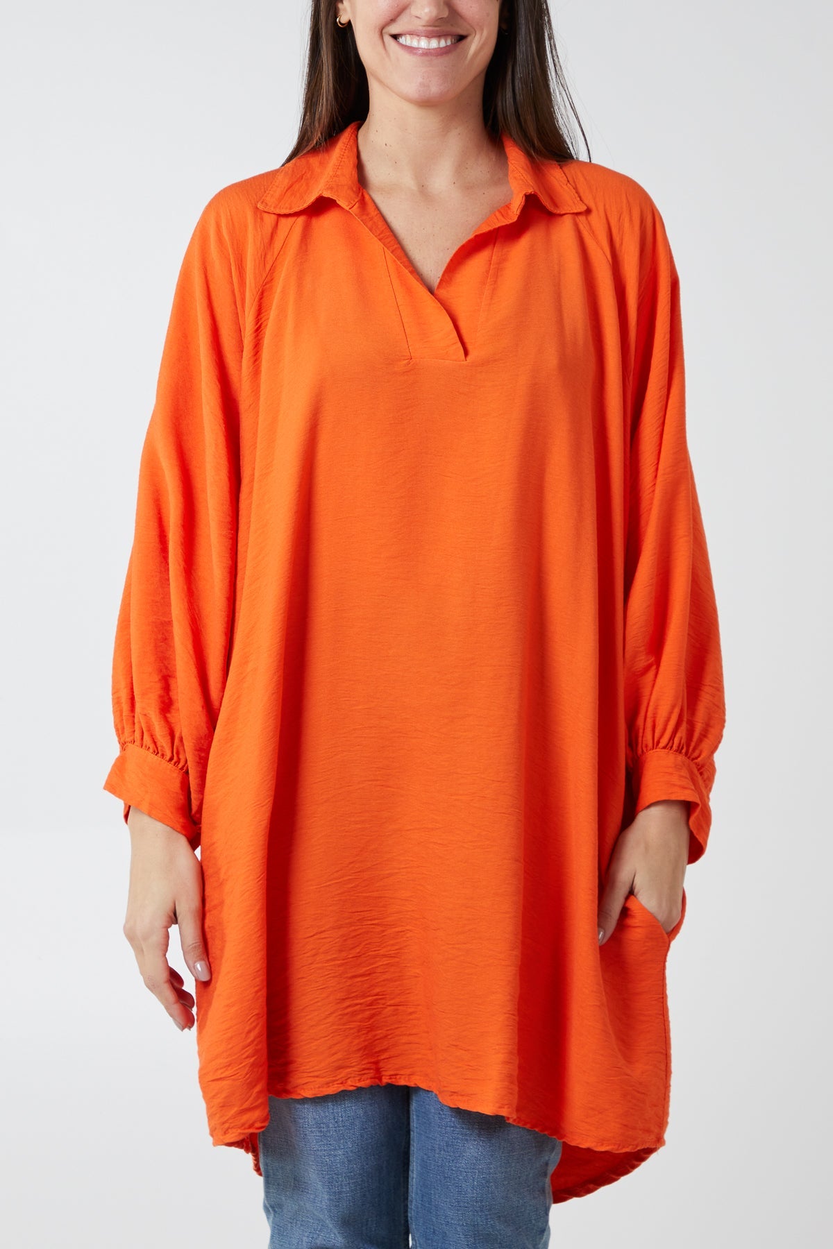 Kiwi Collar Shirt Tunic TOPMF2 WearAll Orange One Size