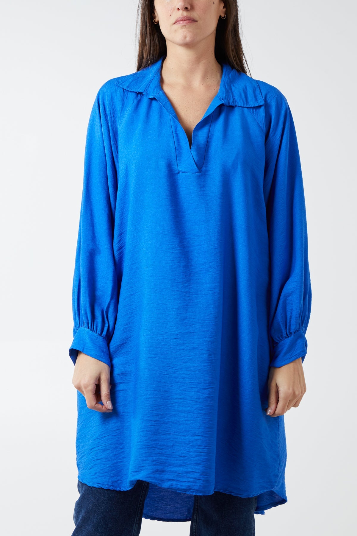 Kiwi Collar Shirt Tunic TOPMF2 WearAll Royal Blue One Size