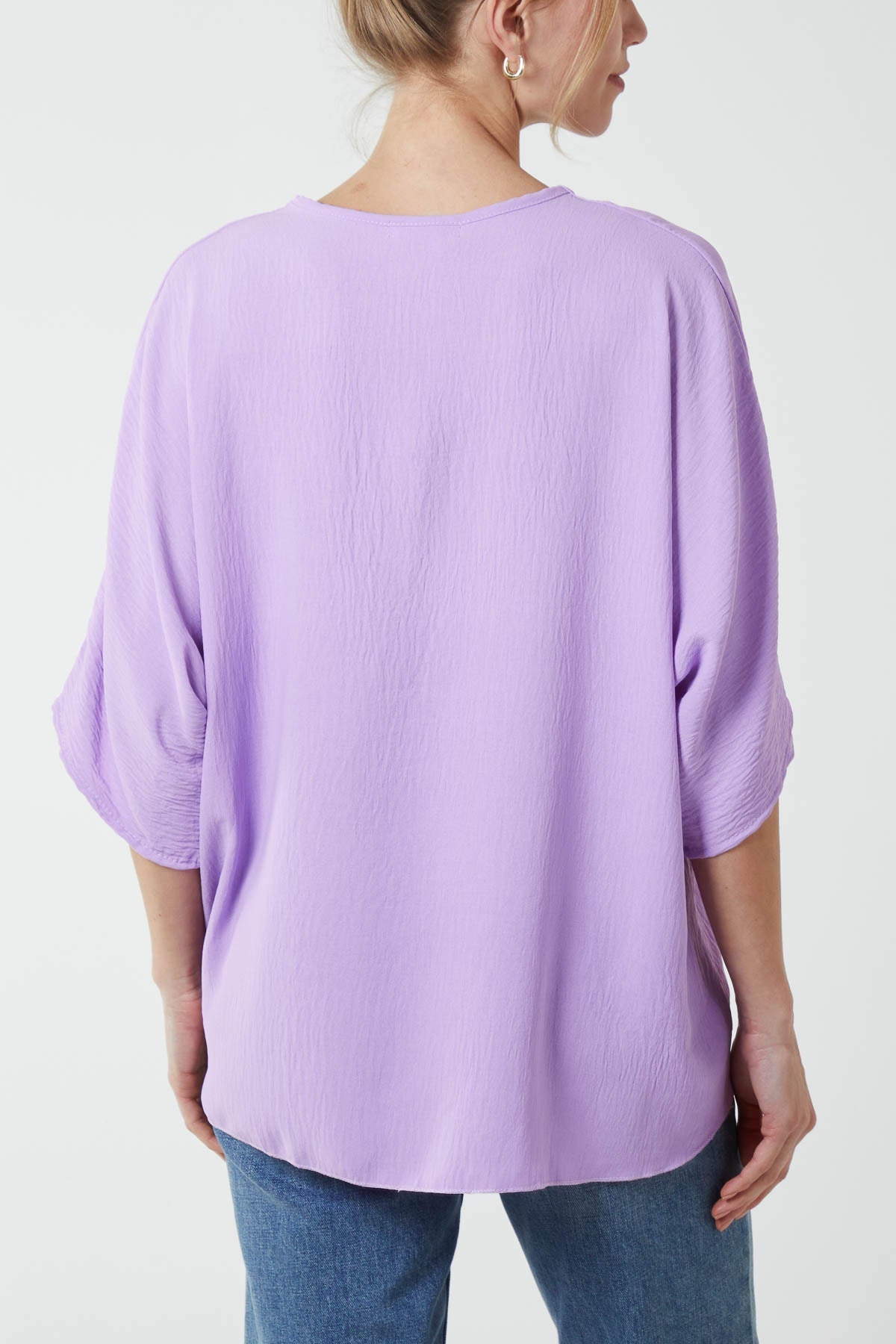 V-Neck Centre Front Tie Hem Blouse TOPMF2 WearAll