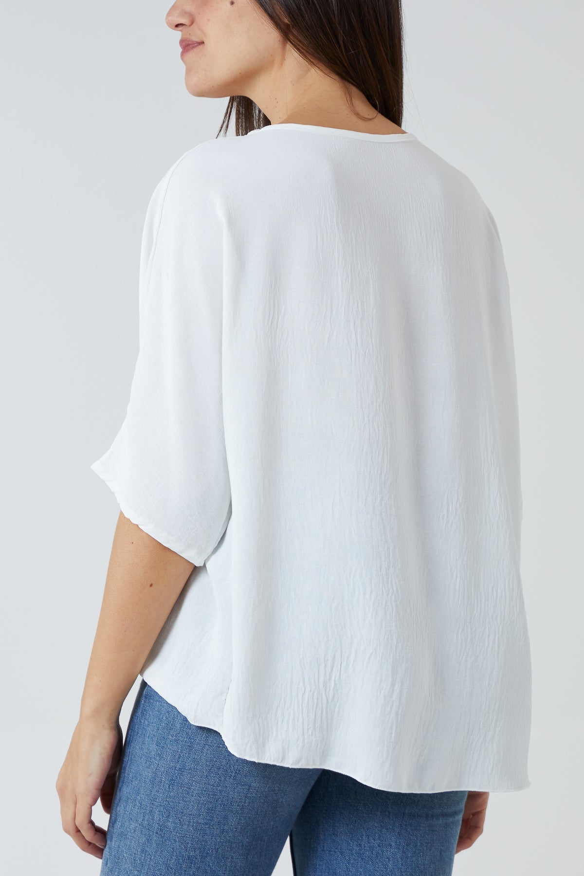 V-Neck Centre Front Tie Hem Blouse TOPMF2 WearAll