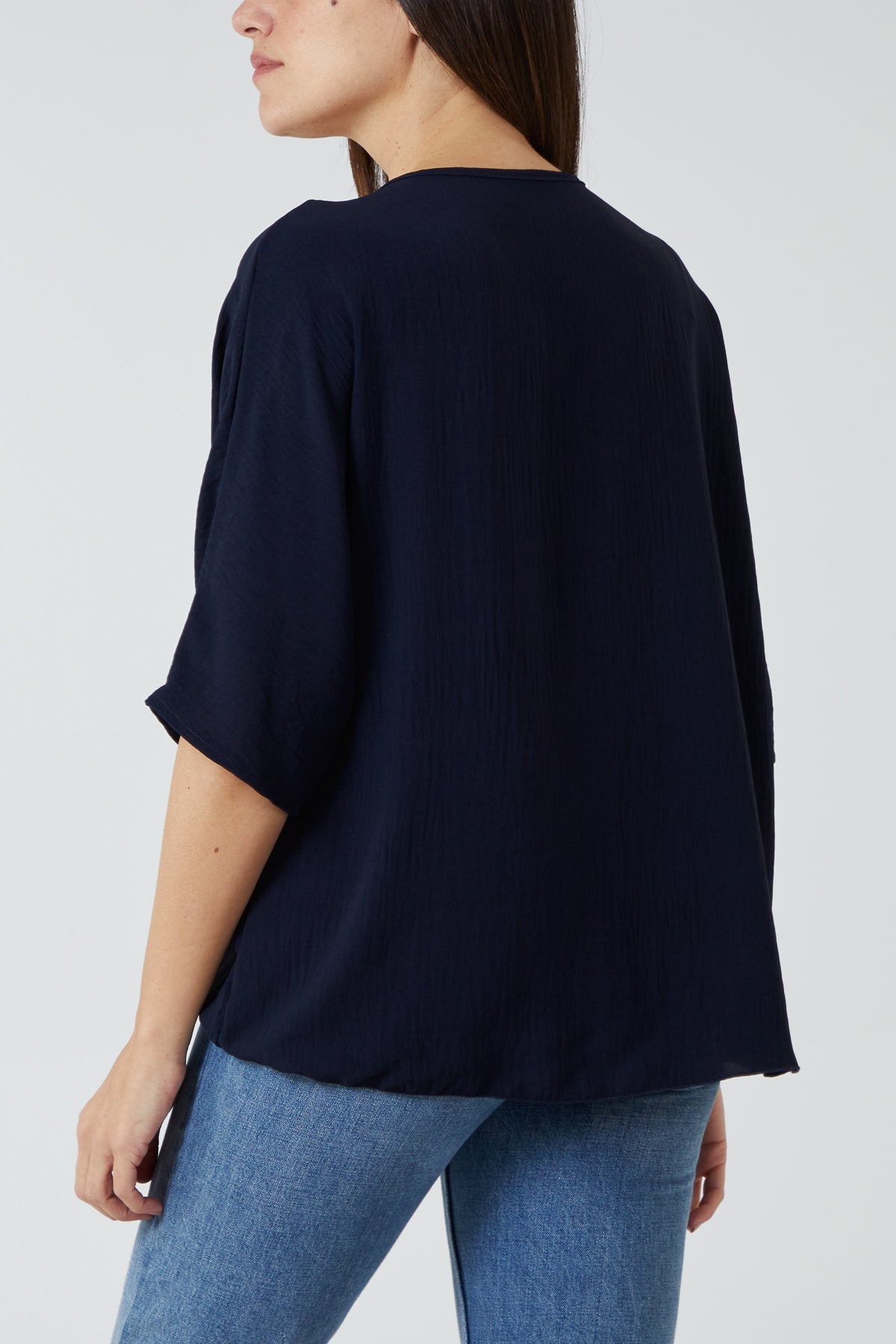 V-Neck Centre Front Tie Hem Blouse TOPMF2 WearAll