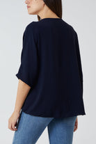 V-Neck Centre Front Tie Hem Blouse TOPMF2 WearAll