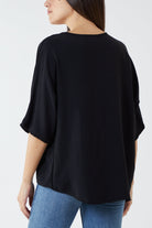 V-Neck Centre Front Tie Hem Blouse TOPMF2 WearAll