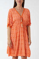 Geometric Tassel Trim Dress DMF2 WearAll Orange One Size