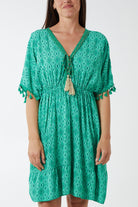 Geometric Tassel Trim Dress DMF2 WearAll Apple Green One Size