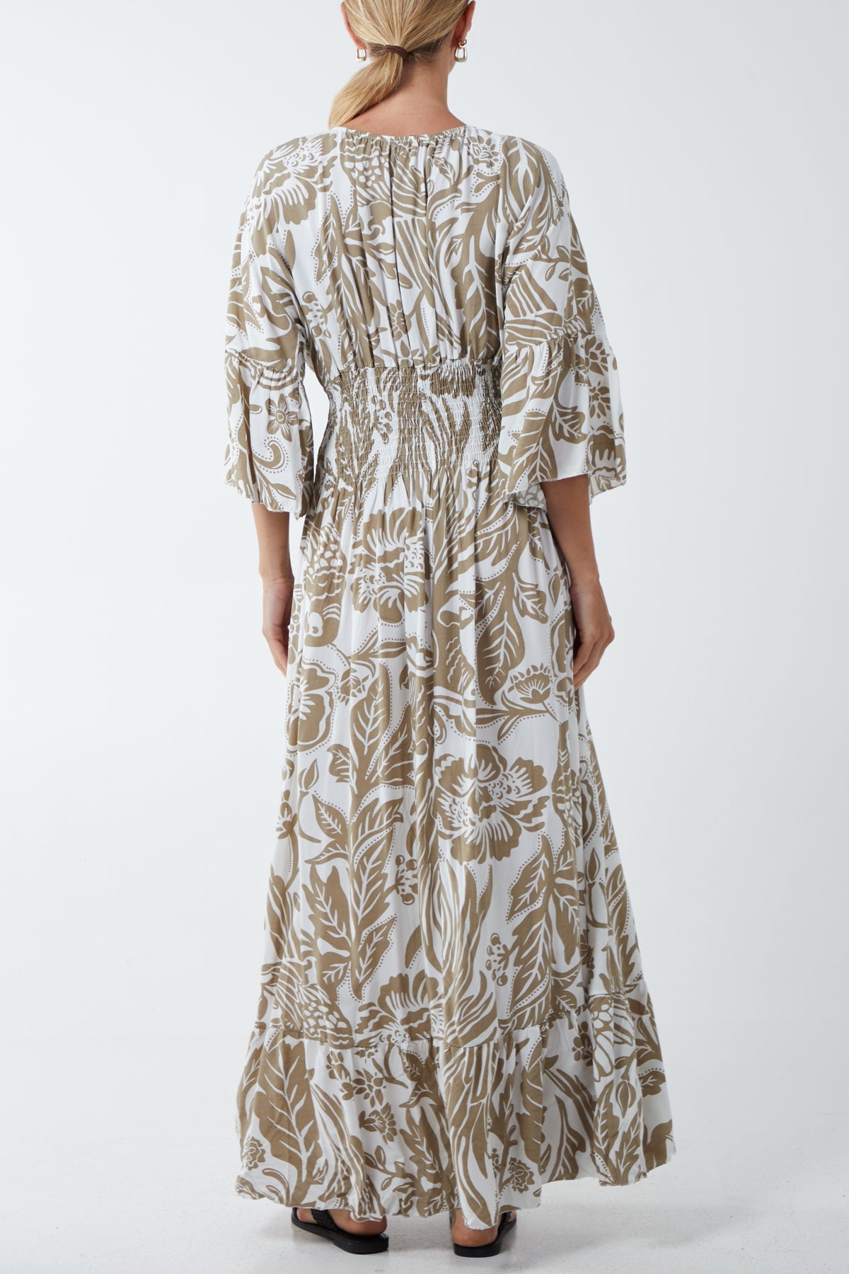 Floral Shirred Waist Maxi Dress DMF2 WearAll