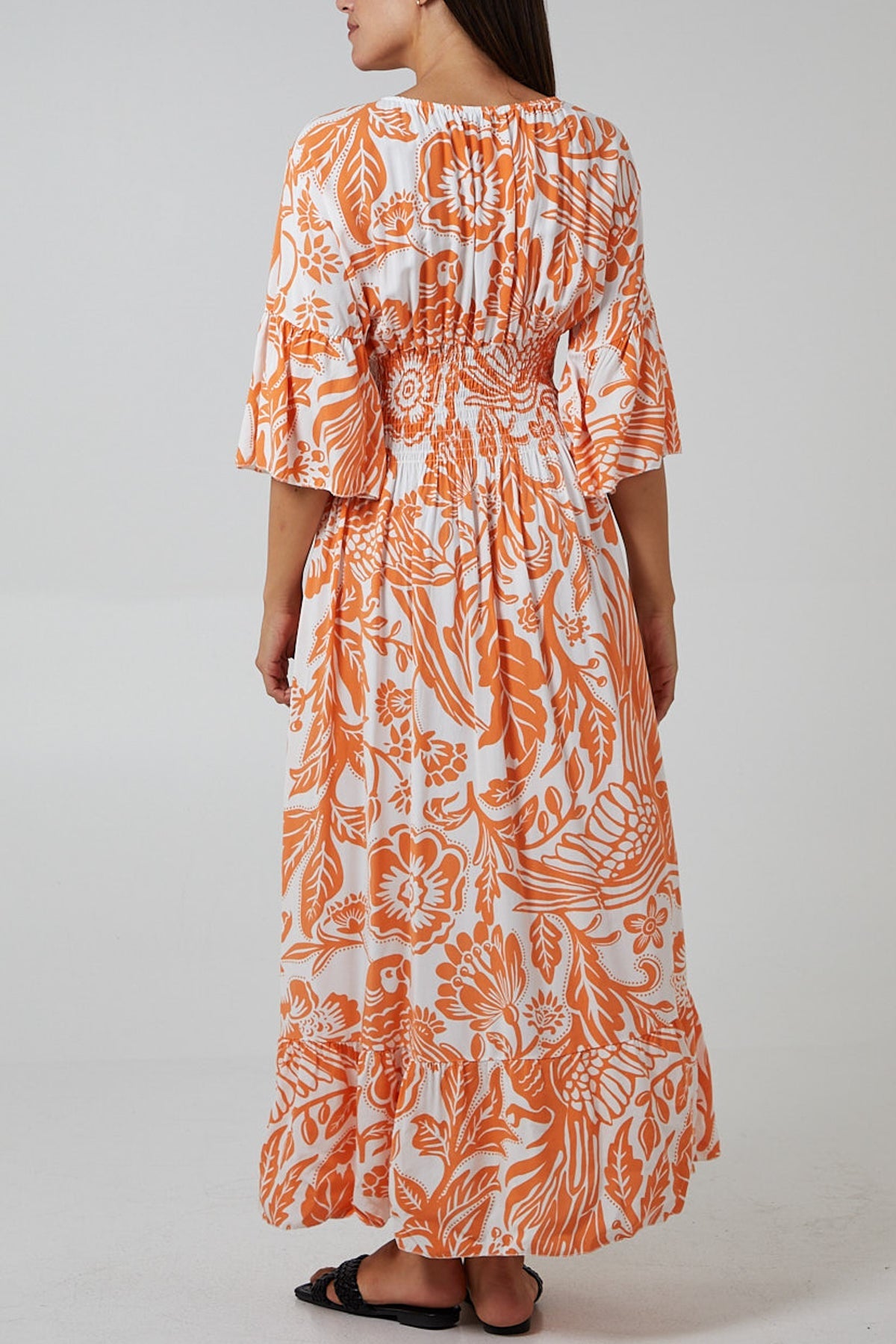 Floral Shirred Waist Maxi Dress DMF2 WearAll