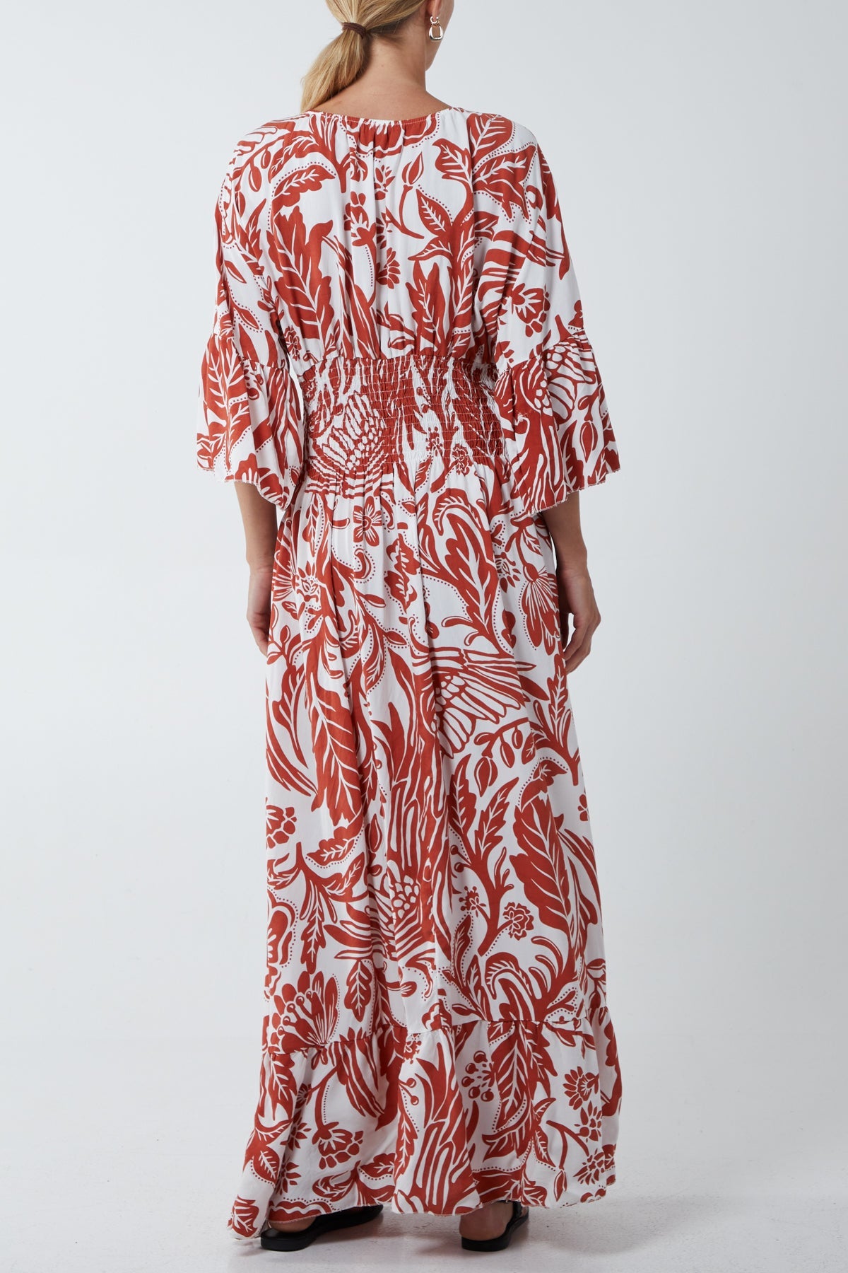 Floral Shirred Waist Maxi Dress DMF2 WearAll