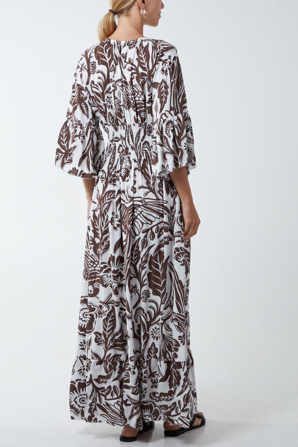 Floral Shirred Waist Maxi Dress DMF2 WearAll