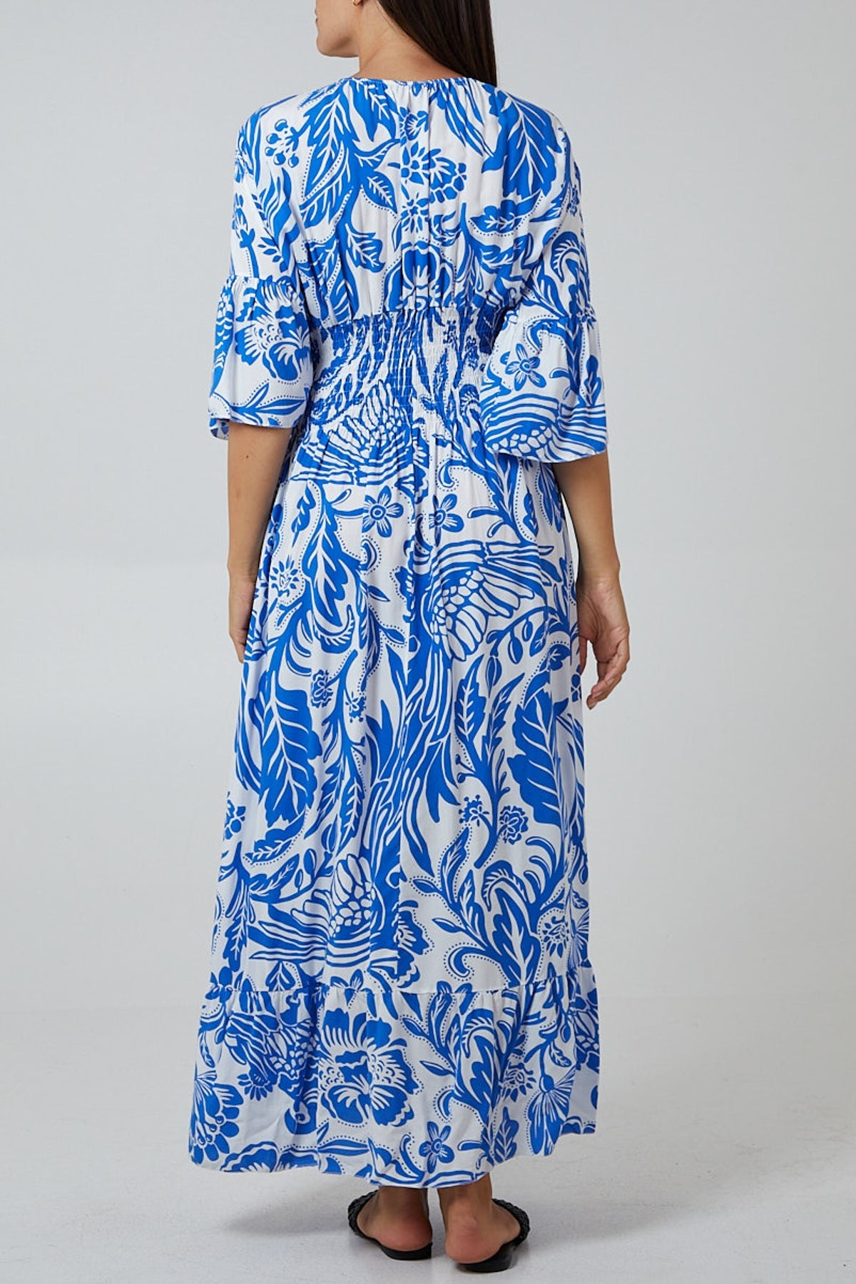 Floral Shirred Waist Maxi Dress DMF2 WearAll