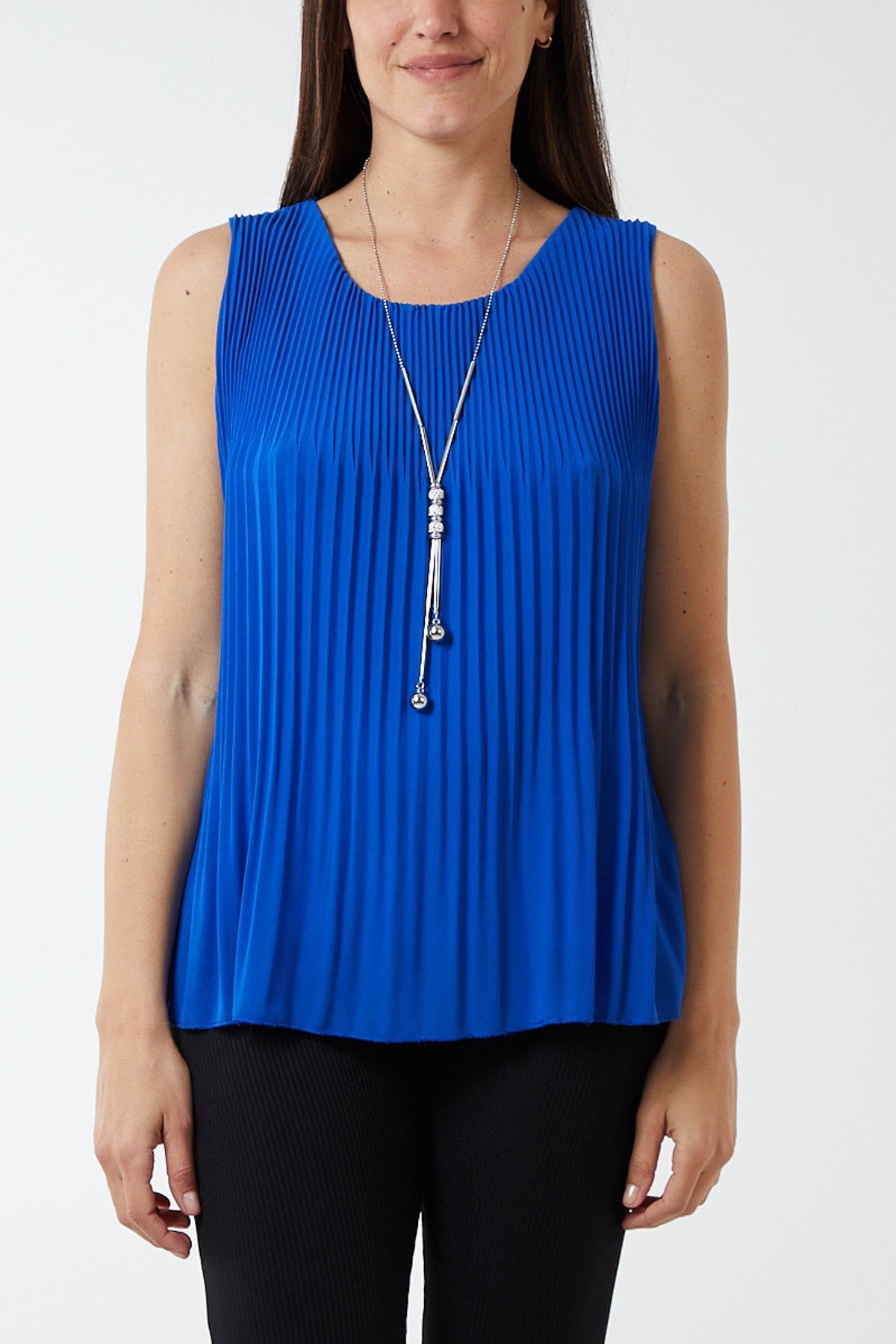 Pleated Necklace Vest TOPMF2 WearAll Royal Blue One Size