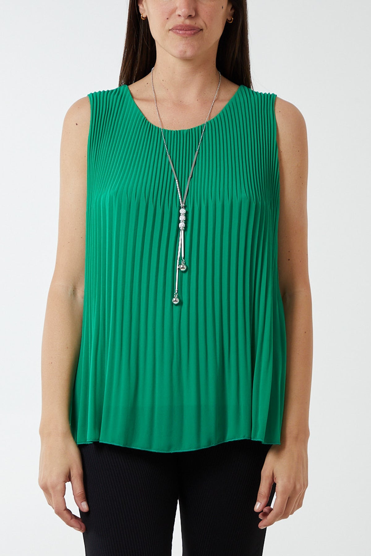 Pleated Necklace Vest TOPMF2 WearAll Jade One Size