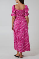 Puff Sleeve Floral Shirred Bodice Dress Clothing WearAll