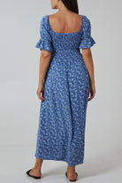 Puff Sleeve Floral Shirred Bodice Dress Clothing WearAll