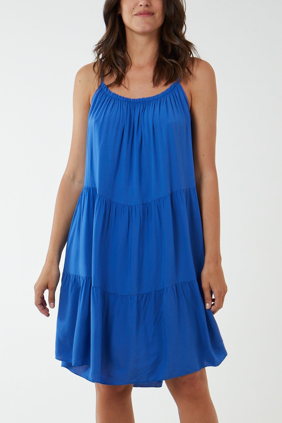 Cami Strap Tiered Smock Dress DMF2 WearAll Royal Blue One Size