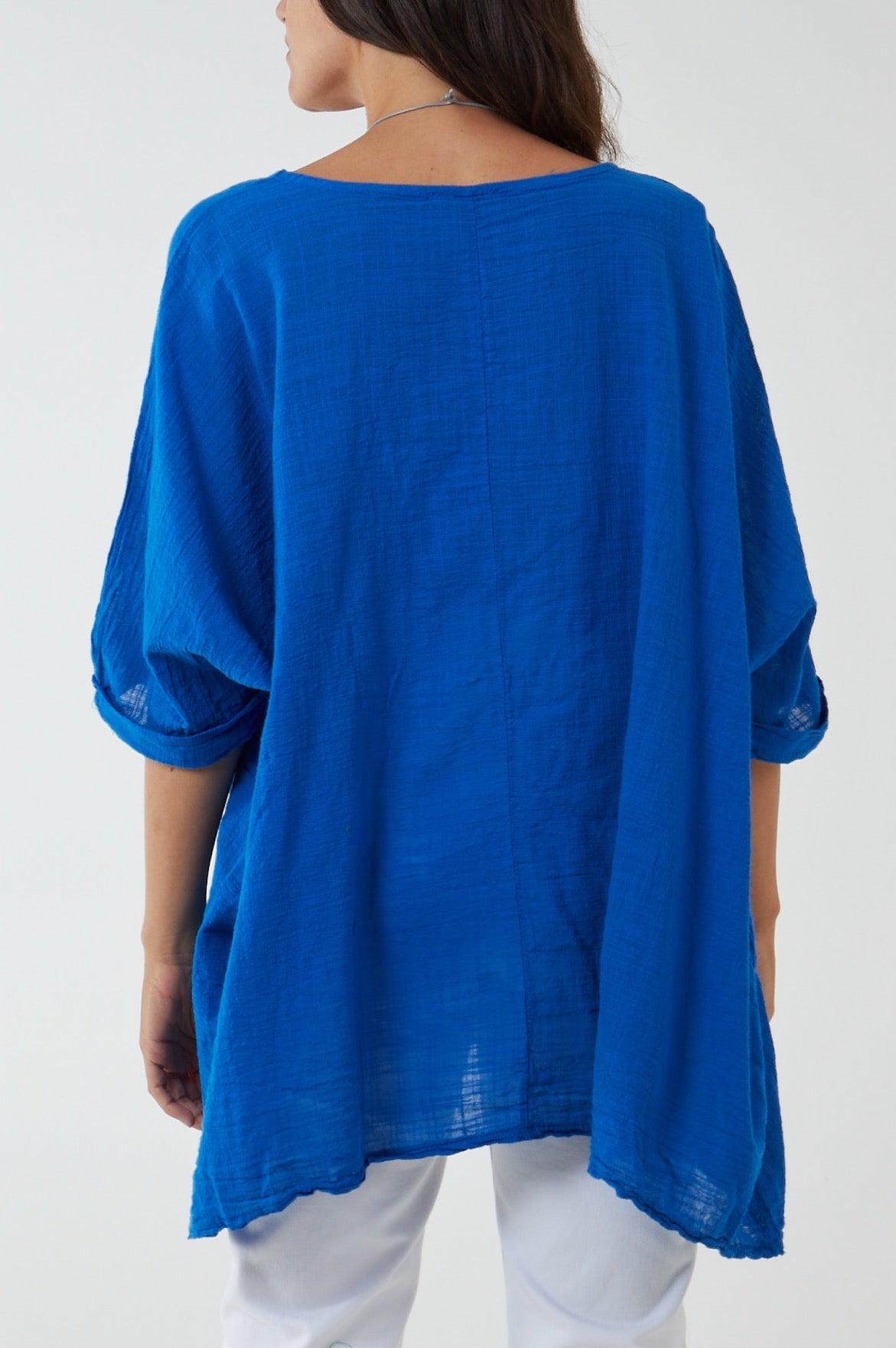 100% Cotton Oversized Pocket Necklace Top TOPMF2 WearAll