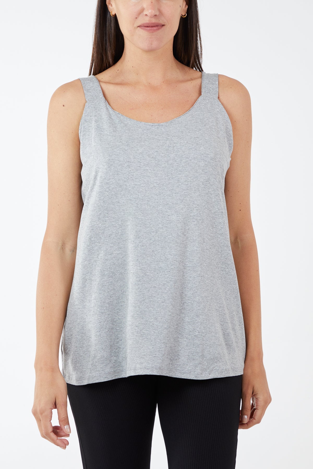 Double Layer Scoop Neck Vest TOPMF2 WearAll Grey One Size