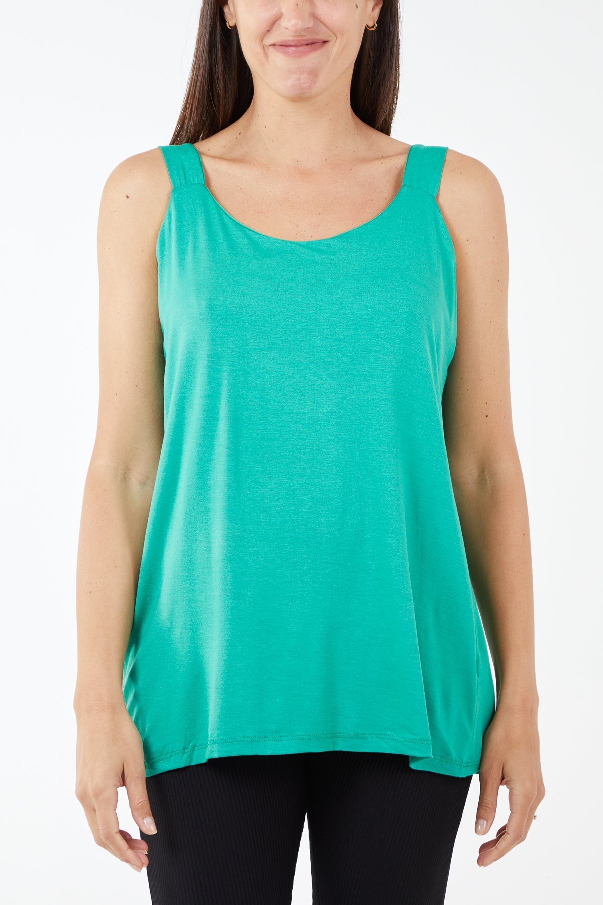 Double Layer Scoop Neck Vest TOPMF2 WearAll Jade One Size