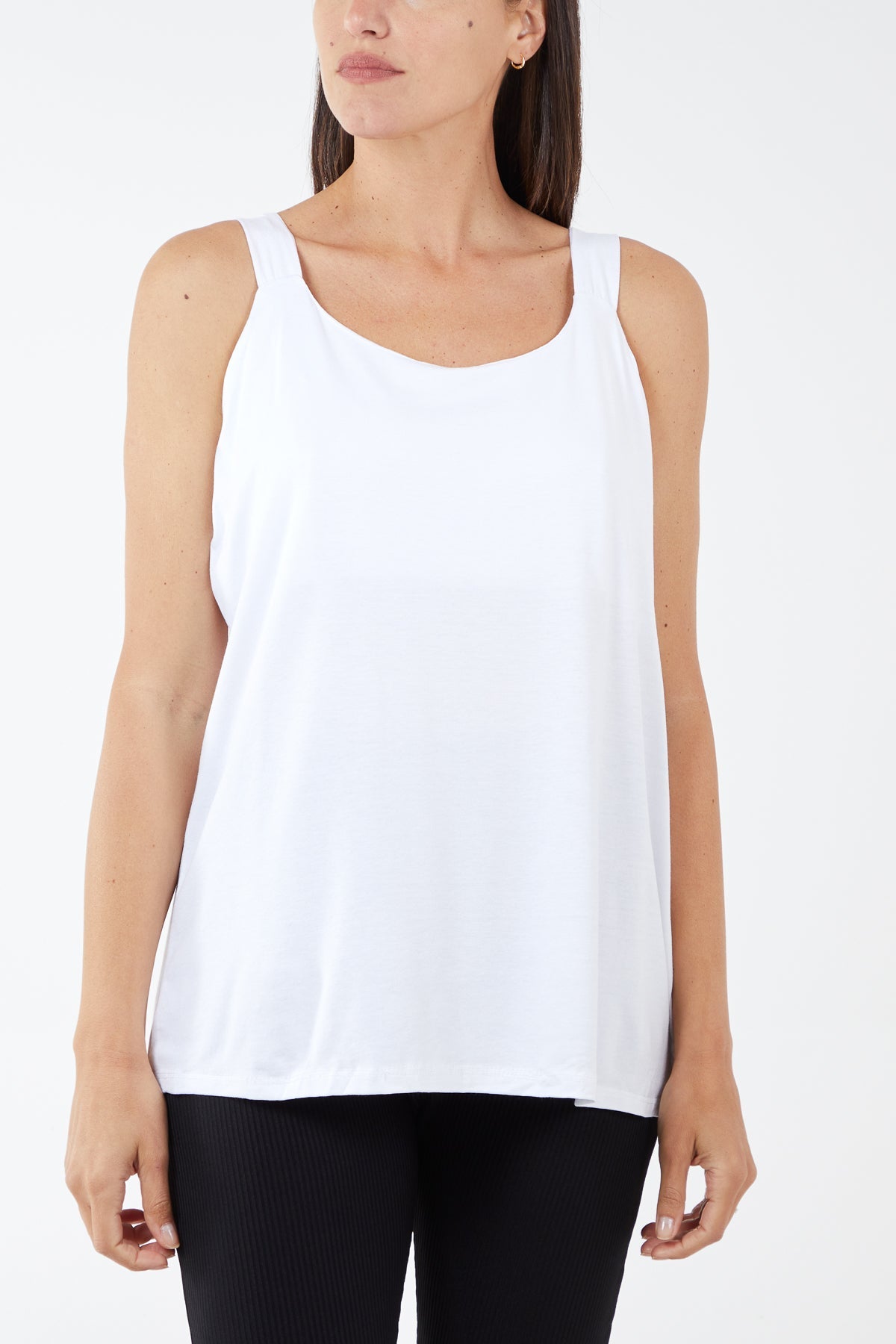 Double Layer Scoop Neck Vest TOPMF2 WearAll White One Size