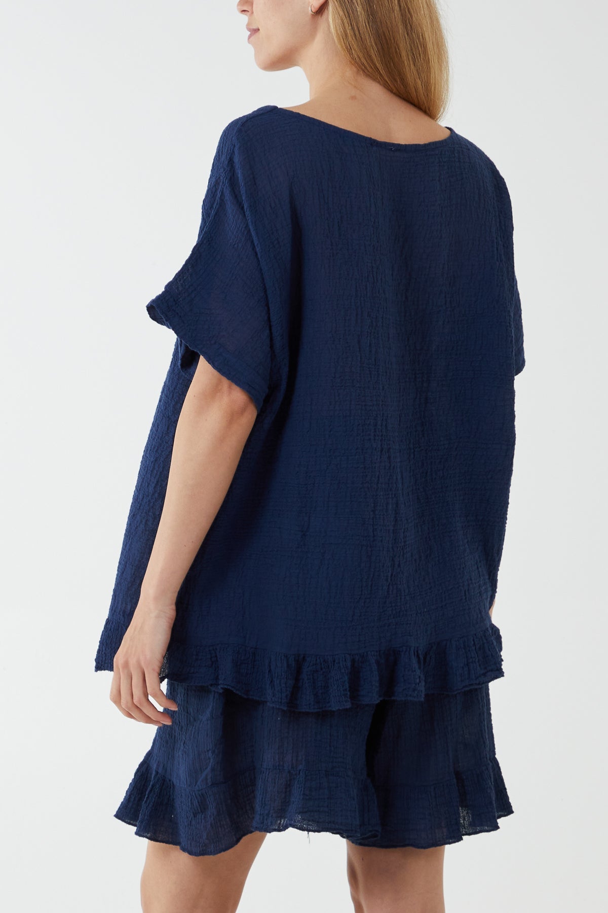 Cotton Blend Frill Hem Top & Short Set TW1 WearAll