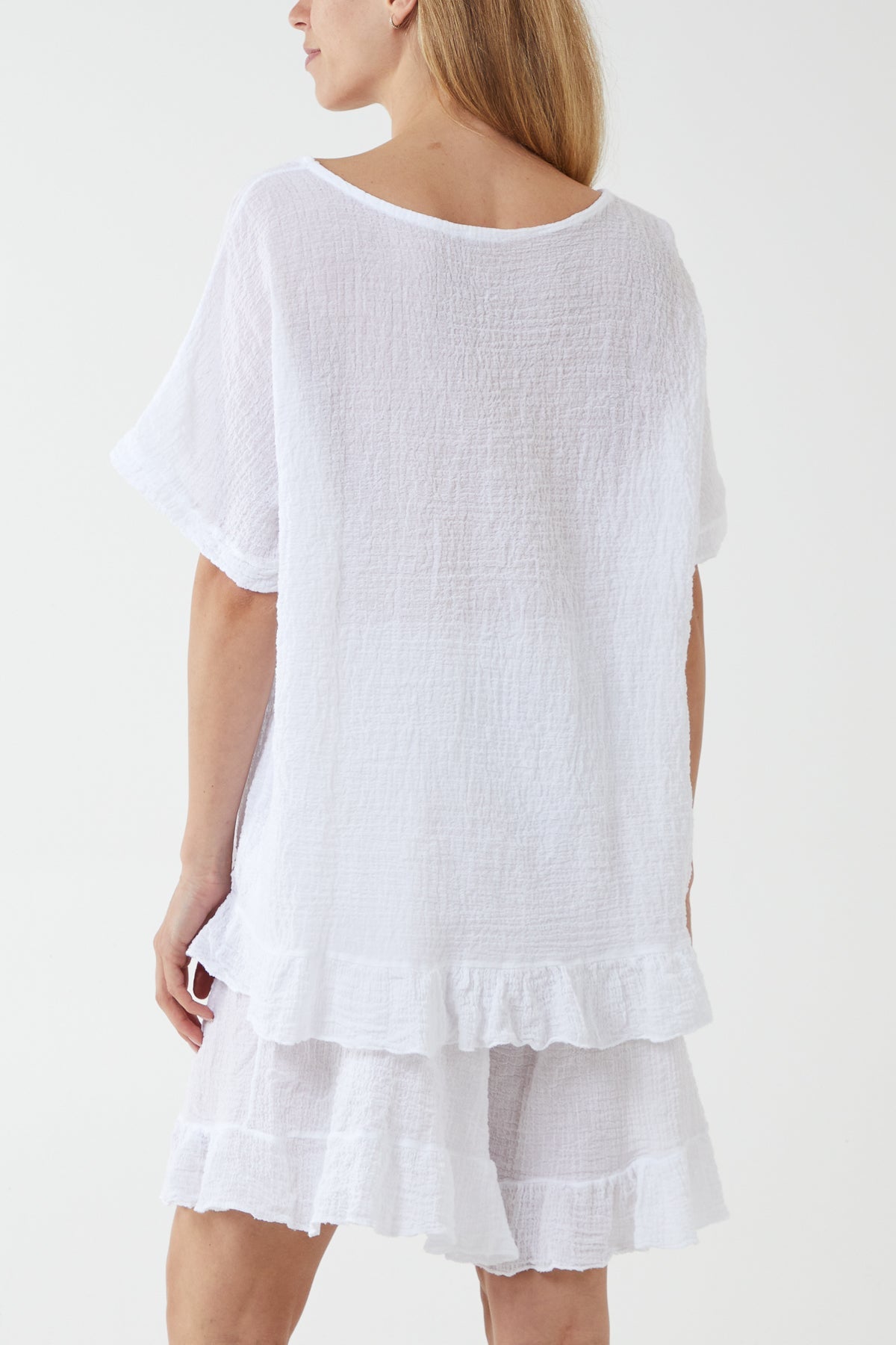 Cotton Blend Frill Hem Top & Short Set TW1 WearAll