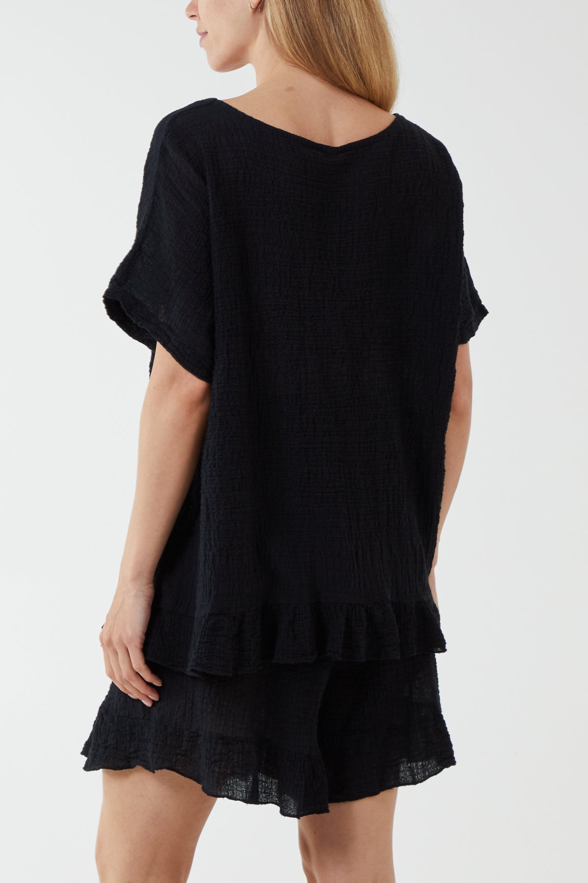 Cotton Blend Frill Hem Top & Short Set TW1 WearAll