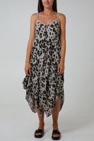 Hanky Hem Leopard Print Dress DMF2 WearAll Stone One Size